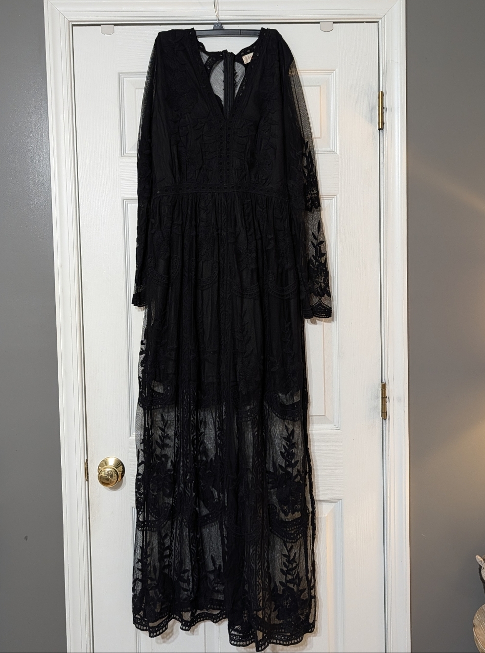 Black Lace Long Sleeve Maxi Dress By Altard State
